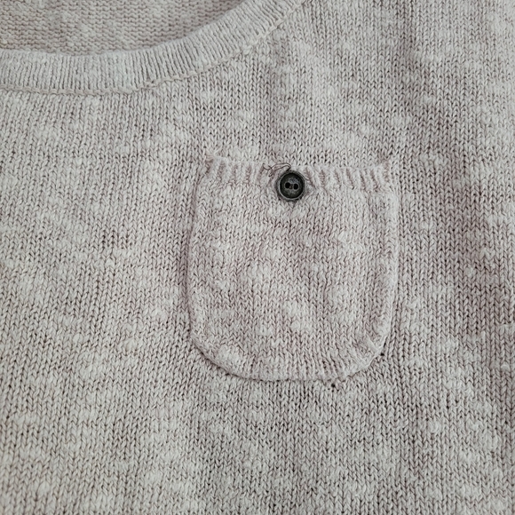 LOFT Minimalist Neutral Linen Blend Short Sleeve Pullover Oatmeal‎ Top M - Picture 3 of 5